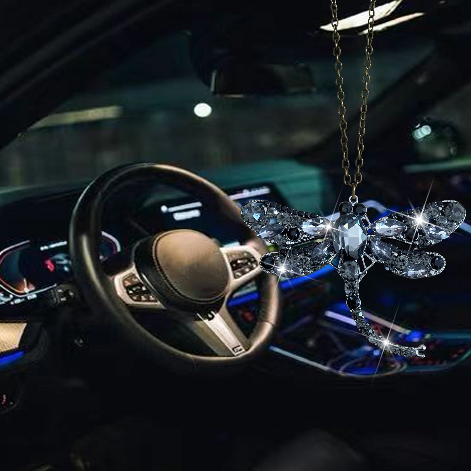 Wholesale diamond-encrusted alloy dragonfly car  decoration  pendant car accessories